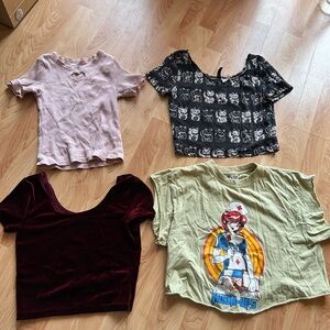 Graphic crop top Tees Set